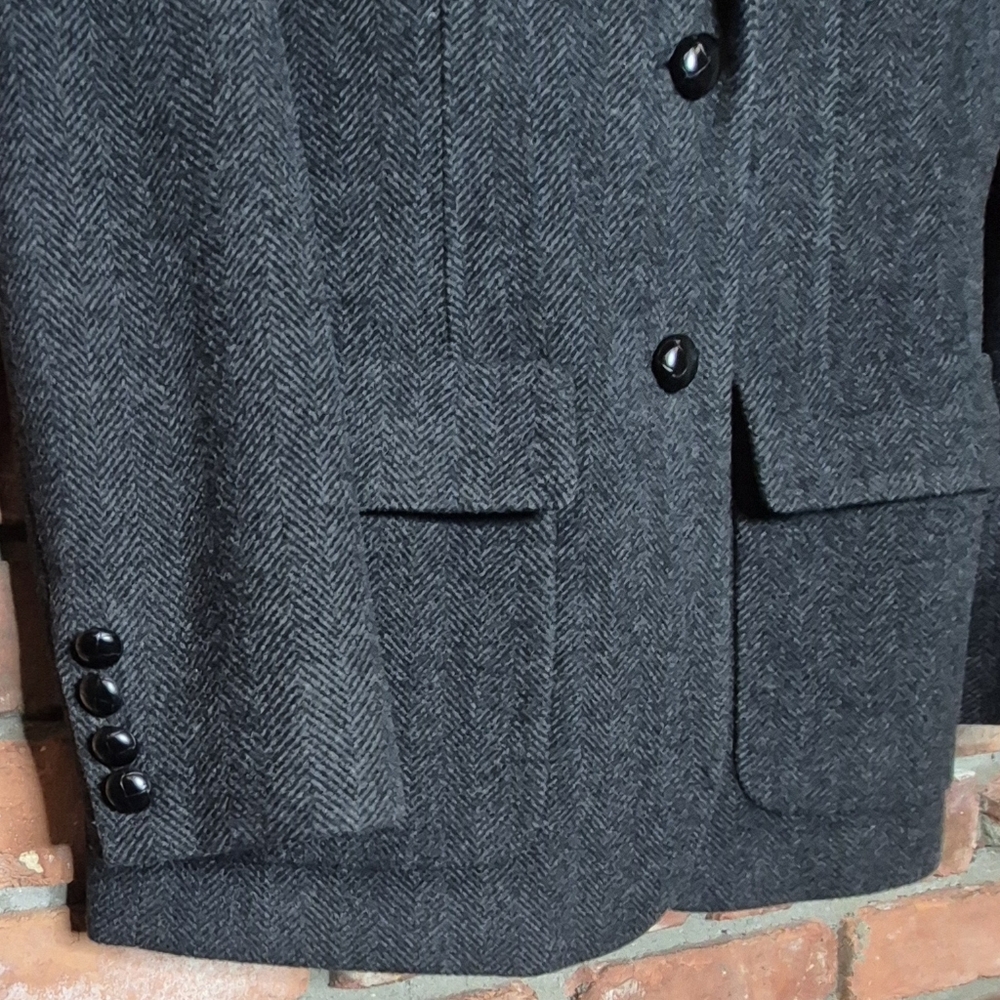 Lauren Ralph Lauren Wool Cashmere Herringbone Blazer Size 8 Longline Tailored - Picture 6 of 13